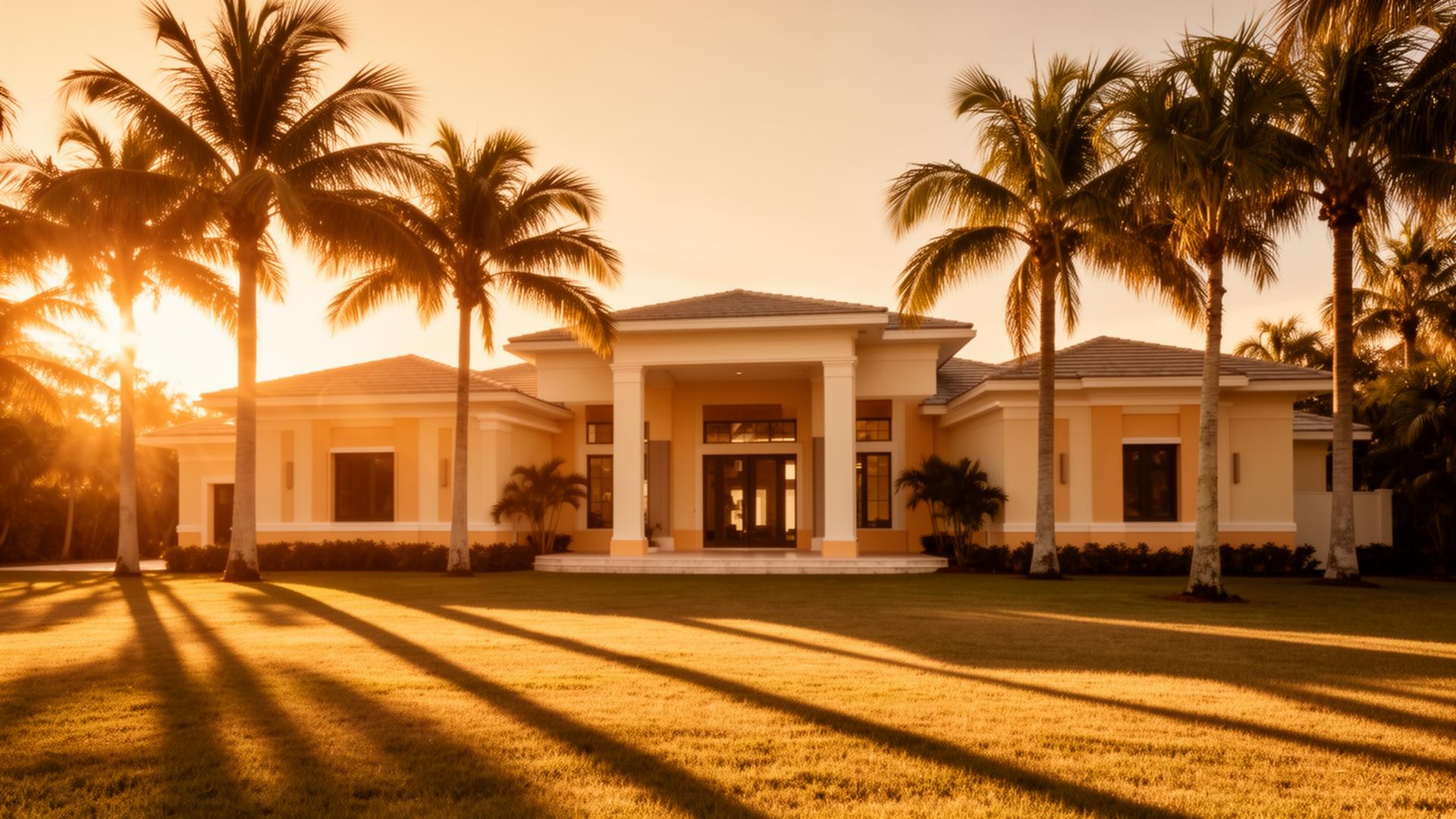 Sun-drenched Florida home at golden hour